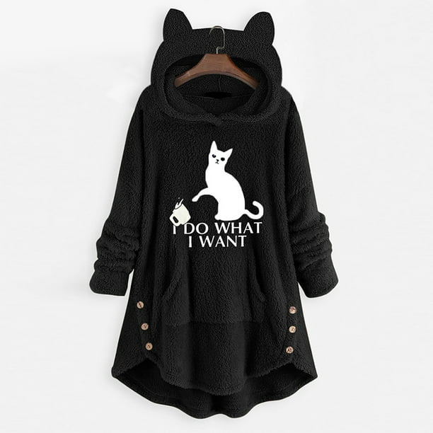 Plus size cat hoodie sale