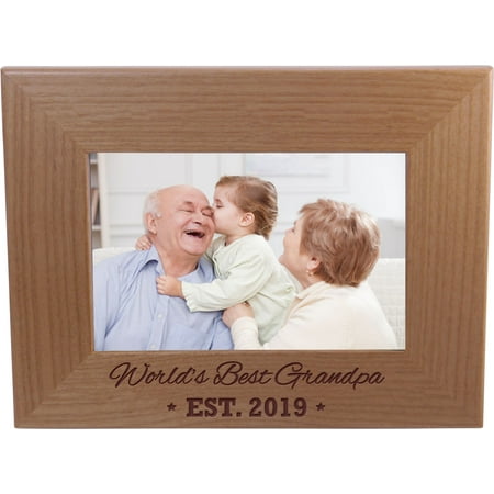 World's Best Grandpa EST. 2019 4-inch x 6-Inch Wood Picture