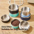 thumbnail image 5 of Cuenco redondo de acero inoxidable de 64 oz para perros, doble alimentación al vacío, cuenco de comida para perros de gran capacidad, botella de agua, accesorios para perros, suministros para mascotas, 5 of 5