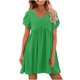 thumbnail image 1 of Moda mujer Casual Cruz manga corta Pachwork cuello en V vestido sólido Pompotops ghjkhdj14144, 1 of 9