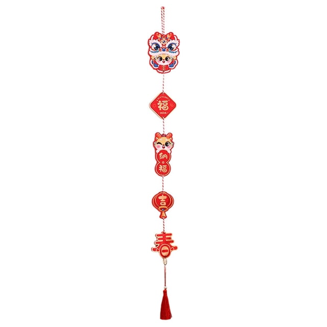Adorno colgante con el personaje Fu del Festival de Primavera, decoración roja, letrero de bienvenida para el porche. Estilo C