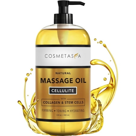 Cosmetasa Massage Oil with Collagen and Stem Cells, Natural Stretch Mark Oil, 8.8 fl oz
