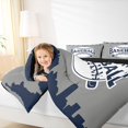 thumbnail image 4 of Homewish Baseball Print Kids Full Size Comforter Sets, Cartoon Ball Game Bedding Comforter Set, Modern Sports Theme Reversible Bedding Sets, Grey Navy Lightweight Room Decor, 3pcs, 4 of 8