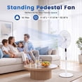 thumbnail image 2 of Atilioo Oscillating Pedestal Fan with Remote, Standing Fan with Timer, 3 Speeds, Strong Wind, Adjustable Height, Quiet Operation, White, 2 of 8