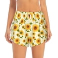 thumbnail image 4 of Lsque European-style Pattern Sunflower Printed Women's Running Shorts with Liner Pockets,Elastic Quick Dry Workout Athletic Gym Yoga Shorts,Womens High Waist Shorts-XX-Large, 4 of 9