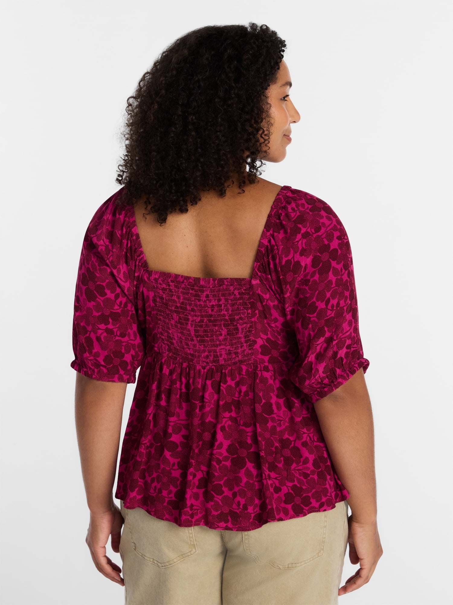 Terra & Sky Women's Plus Peplum Sweetheart Top, Sizes 0X-5X