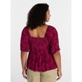 thumbnail image 3 of Terra & Sky Women's Plus Peplum Sweetheart Top, Sizes 0X-5X, 3 of 5
