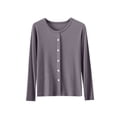 thumbnail image 2 of asjyhkr Womens Long Sleeve Shirts Ribbed Knit Cotton Tops Button Comfy Soft Stretchy Lightweight Tshirts, 2 of 5