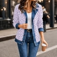 thumbnail image 2 of Miaoju Leopard Denim Blazer for Women Patchwork Denim Jacket for Women Fall Long Sleeve Collared Button Patchwork Jacket, 2 of 9
