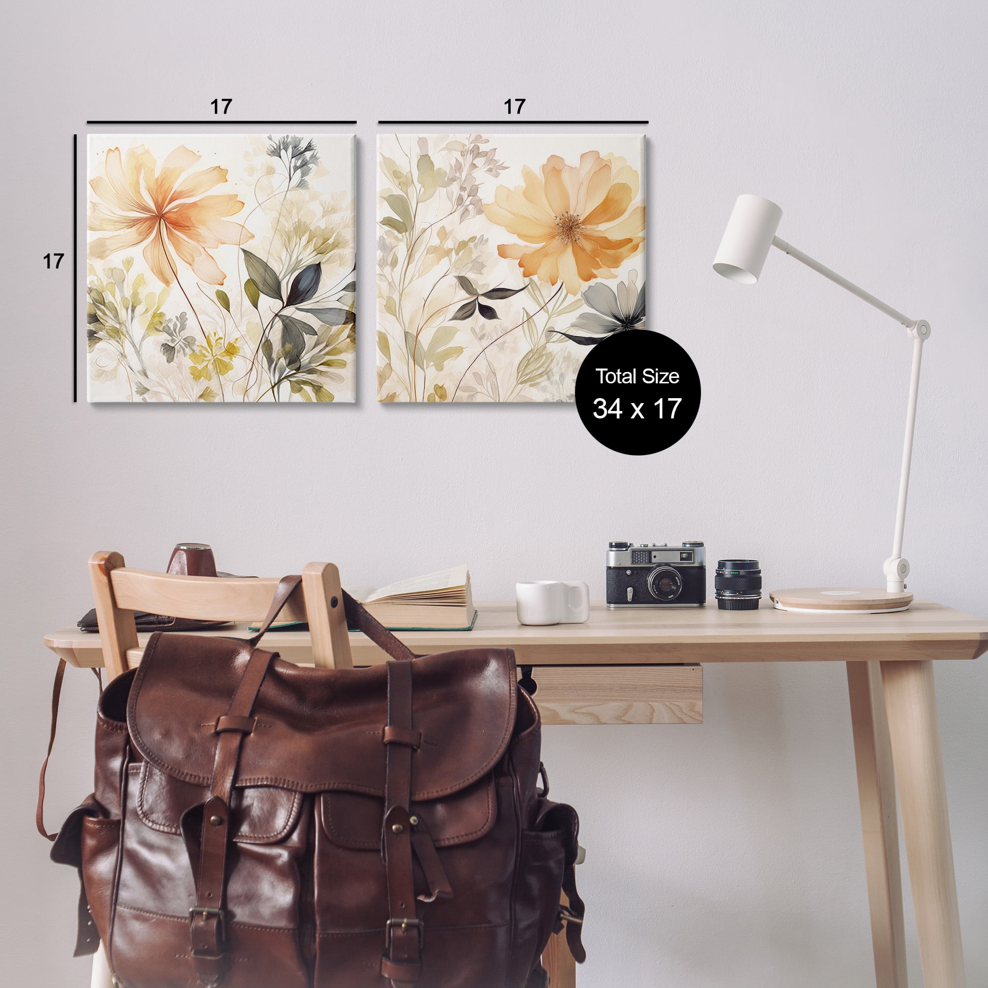 Stupell Industries Muted Cottage Flowers Botanical & Floral Painting Gallery Wrapped Canvas Art Print Wall Art, 17 x 17, Set of 2