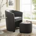 thumbnail image 2 of Armchair Accent Chair and Ottoman, Faux Leather, Grey Gray, Modern Contemporary Urban Design, Living Lounge Room Hotel Lobby Hospitality, 2 of 7