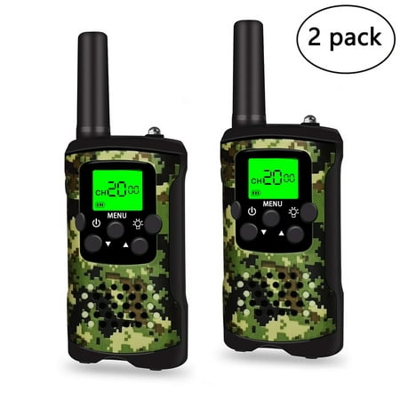 Peroptimist 2PCS Walkie Talkie for Kids 2 Mile Long Range Walkie Talkies Durable Toy Best Birthday Gifts for 6 year old Boys fit Outdoor Adventure Game Camping (Green