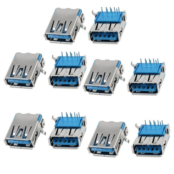 Unique Bargains 10pcs PCB Mounted Right Angle DIP Female USB 3.0 A Jack Socket