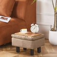 thumbnail image 7 of Foot Stool Ottomans Linen Footrest Storage Ottoman Step Stool Seat with Solid Wood Legs Modern Accent Stools for Couch Living Room Brown, 7 of 7