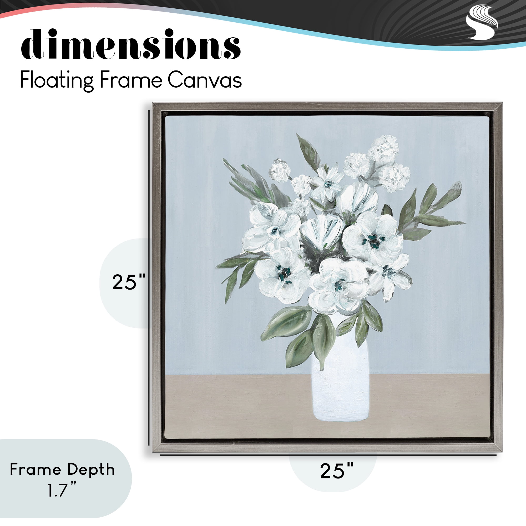 Stupell Industries Cerulean & White Blooms Gray Framed Floater Canvas Wall Art, design by Marilyn Dunlap