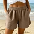 thumbnail image 6 of Hurxie Women's Sweat Shorts Casual Drawstring Shorts Comfy High Waisted Workout Lounge Shorts with Pockets Khaki,S, 6 of 7