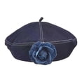 thumbnail image 1 of Boina de mujer, sombrero de moda para fiestas de primavera, viajes, festivales, tocados y disfraces. Azul vaquero oscuro, 1 of 9