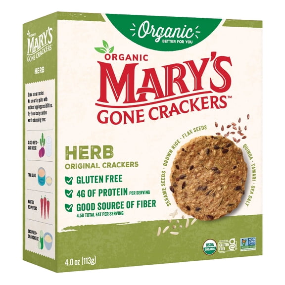 Mary’s Gone Crackers Original Organic, Gluten Free Herb Crackers, 4 oz