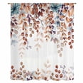 thumbnail image 2 of Brown Eucalyptus Fall Sheer Curtains 54 Inches Long, Botanical Weeping Leaves Pastoral Light Filering Curtains, Breathable Simi Curtain Privacy Drapes for Kitchen Bathroom Small Window Treatment, 2 of 9