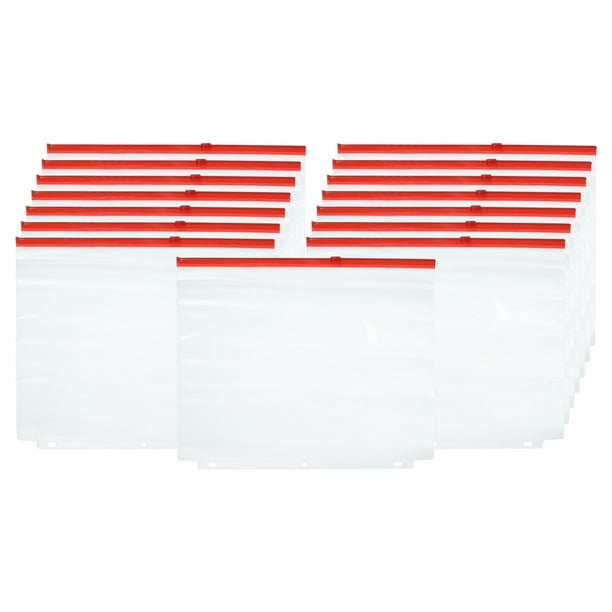Uxcell A4 Binder Pocket, 15 Pack PVC Letter Size Zipper 3 Holes Binder Pouch for 3-Ring Notebook Binder, Red