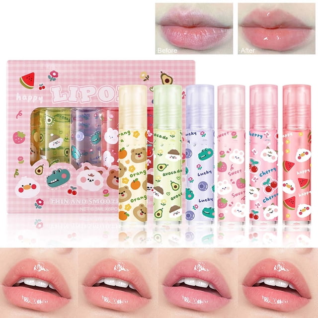Fiudx Aceite Protector Labial, Set de Aceites Labiales Hidratantes y Brillantes, Tratamiento Labial Transparente E Hidratante, Brillo y Color Duraderos, Uso Diario En Climas Secos, Perfecto para El C