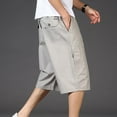 thumbnail image 4 of Cotton Shorts for Men L-5X Big and Tall Plus Size Drawstring Elastic Waist Straight Wide Leg Solid Athletic Workout Cargo Short with Pockets, 4 of 7