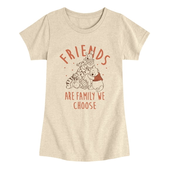 Winnie the Pooh - Friends Are Family We Choose - Youth Girls Fitted Short Sleeve T-Shirt