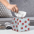 thumbnail image 6 of Tissue Hand Drawn Strawberry Box Cover Holder, Square by Xecao - Leather Decorative Organizer for Tabletop, Bathroom, Car, Office, 6 of 8