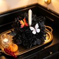 thumbnail image 5 of 12 Inch Gothic Black Rose Candle Ring Wreath, Artificial Mini Wreath with Colorful Butterflies, Spooky Halloween Table Centerpiece Decor, 1-Pack, 5 of 7