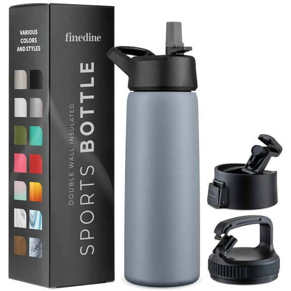 Triple Insulated Stainless Steel Water Bottle with Straw Lid - Flip Top Lid - Wide Mouth Cap (26 oz) Sports Drink Bottle, Keeps Hot and Cold - Great for Hiking & Biking