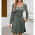 thumbnail image 5 of Womens Knit Sweater Dress with Pockets Square Neck Long Sleeve Dresses, 5 of 6