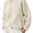 thumbnail image 7 of Bexdxz Women's Full Zip Sherpa Fleece Jacket, Stand Collar Fuzzy Plush Zip Up Outerwear with Zipper Pockets, Warm Casual Long Sleeve Coat for Fall Winter Outdoor Activities Beige XS, 7 of 7