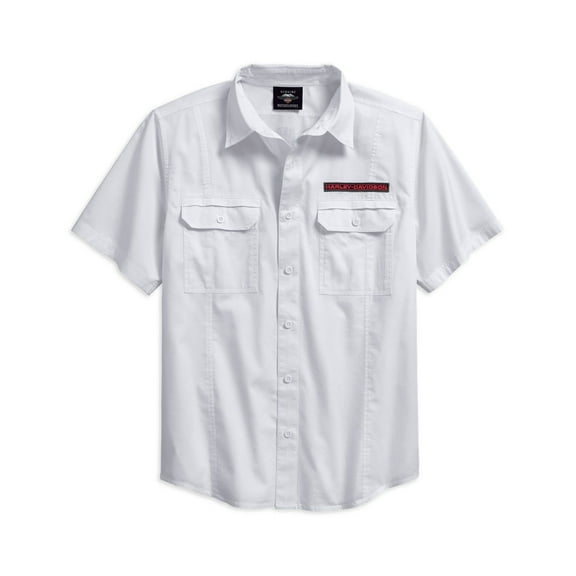 Harley-Davidson Men's Checkerboard Graphic Short Sleeve Shirt, White 96194-18VM