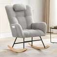 thumbnail image 1 of 2 Soft-Covered Wooden Frame Yy-6 Grid Base Rocking Chair With Headrest-2441, 1 of 9