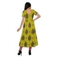 thumbnail image 4 of Moomaya Longues Robes Tuniques en Coton Imprimé à Manches Courtes avec Fente avant pour Femmes, 4 of 6