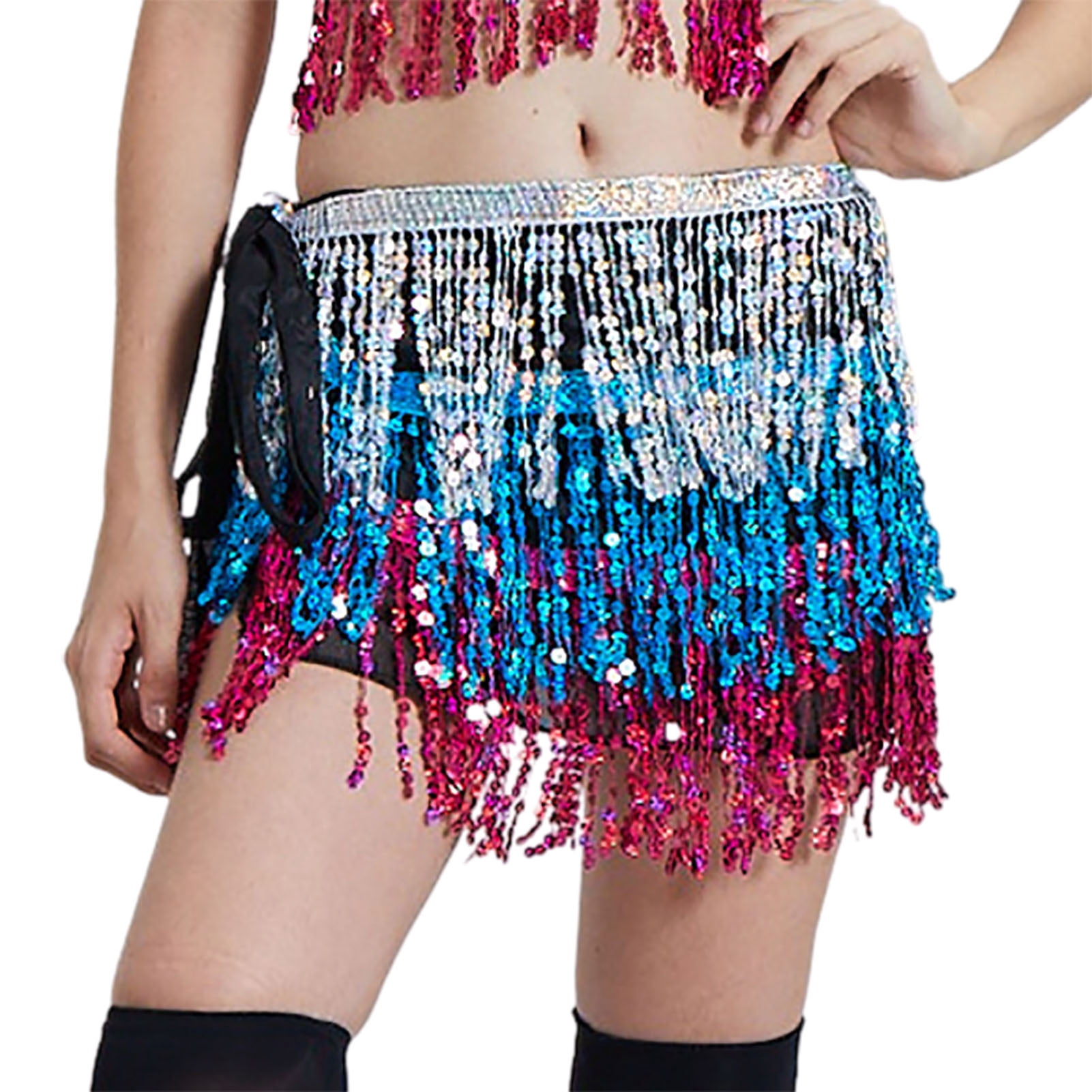 Yesbay Belly Dancing Skirt Shining Mini Skirt ,Bohemia Style Short