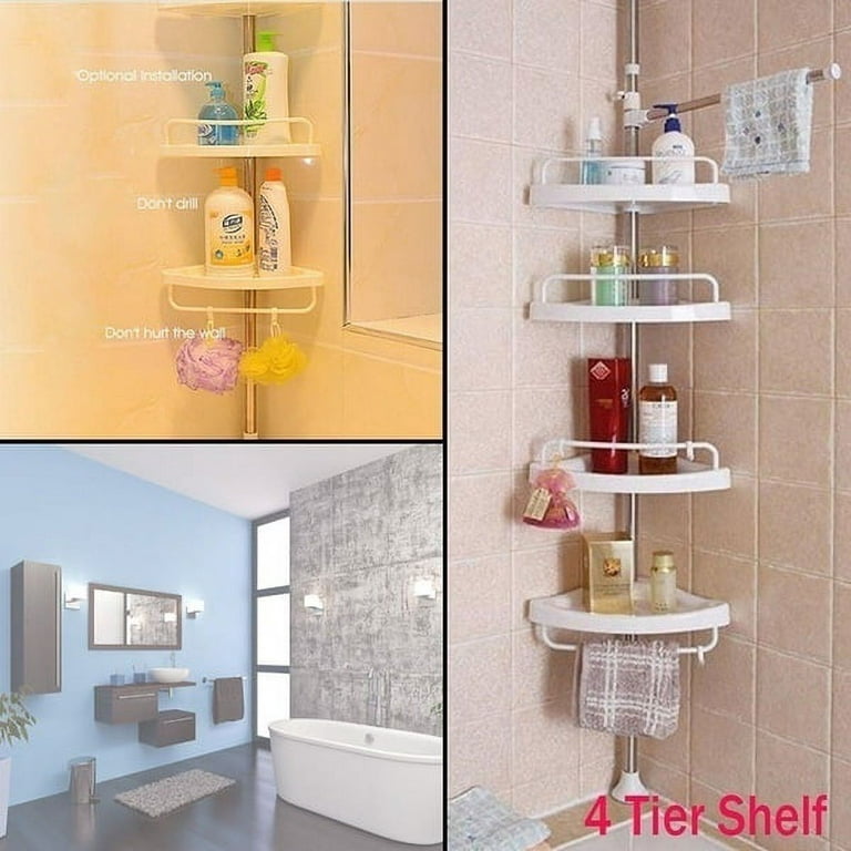 Jadeshay 4 Shelves Bathroom Bathtub Shower Caddy Holder Corner Rack Shelf Organizer Accessory UB, Size: 21.5