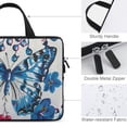thumbnail image 3 of Werpe Butterfly Blue Flowers Red Berries Diving Fabric Soft Carrying Travel Case Laptop Bag 17inch, 3 of 5