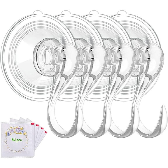 Wreath Hanger, Suction Cup Hook, Heavy Duty Vacuum Wall Window Shower Suction Cup Hook and Wreath Hanger for Front Door, Wreath Holders, Plastic Hook Cup Holds up to 22 Lbs - L-4 Packs