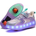 thumbnail image 1 of QOEUCME Zapatos con luz LED para principiantes con ruedas, patines para niños, patines brillantes, zapatos de skate, zapatos luminosos al aire libre para fiesta, cumpleaños, Navidad, el mejor regalo, 1 of 4