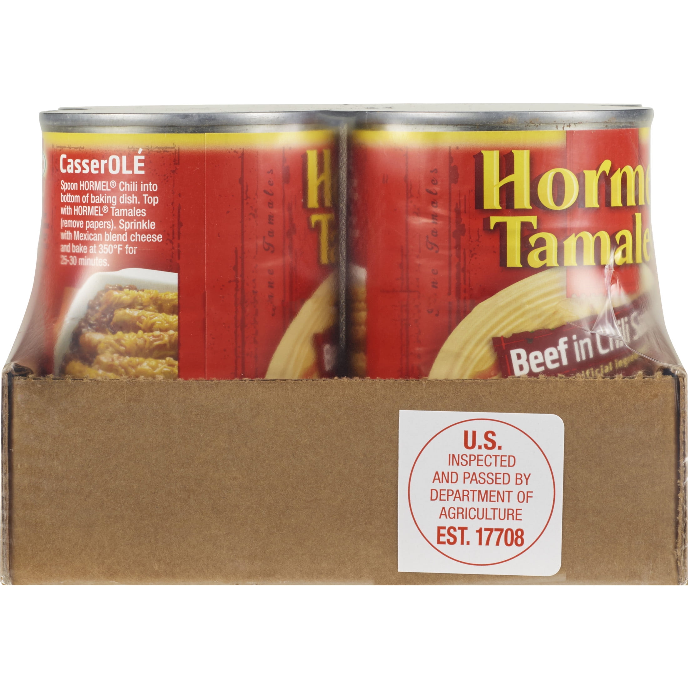 (3 pack) HORMEL Beef Tamales in Chili Sauce, Canned Tamales, Shelf-Stable, 15 oz Steel Can (4-Pack)