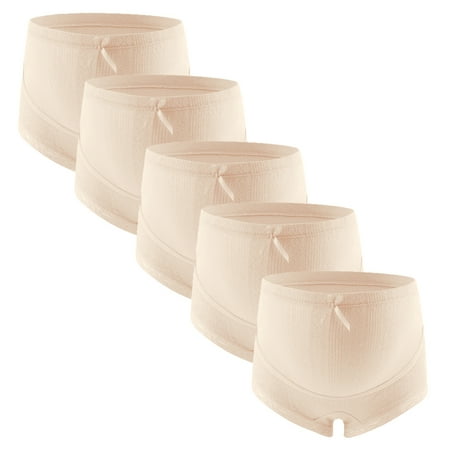 

Baywell Women s 5 Piece Maternity Solid Ribbed Knit Stretch Briefs High Waist Panty Underpants Skin M-3XL