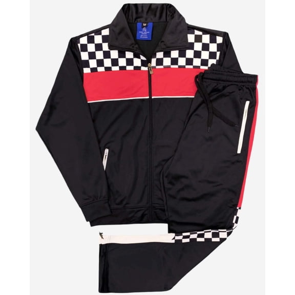 Men’s Tracksuit Checker Boxed Track jacket & Track pants Full Suit Matching Jogging Set