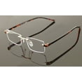 thumbnail image 2 of Lightweight Rimless Reading Glasses Metal with Flexible Temple - Rectangular Anti Blue Blocker Reader Clear Lens 1.00, 2 of 4