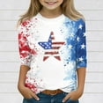 thumbnail image 2 of Mlqidk American Flag Shirt Girls 4th Of July T-Shirts Kids Independence Day 3/4 Sleeve Crew Neck Tops Stars and Stripes Outfit Red 4-5Y, 2 of 5