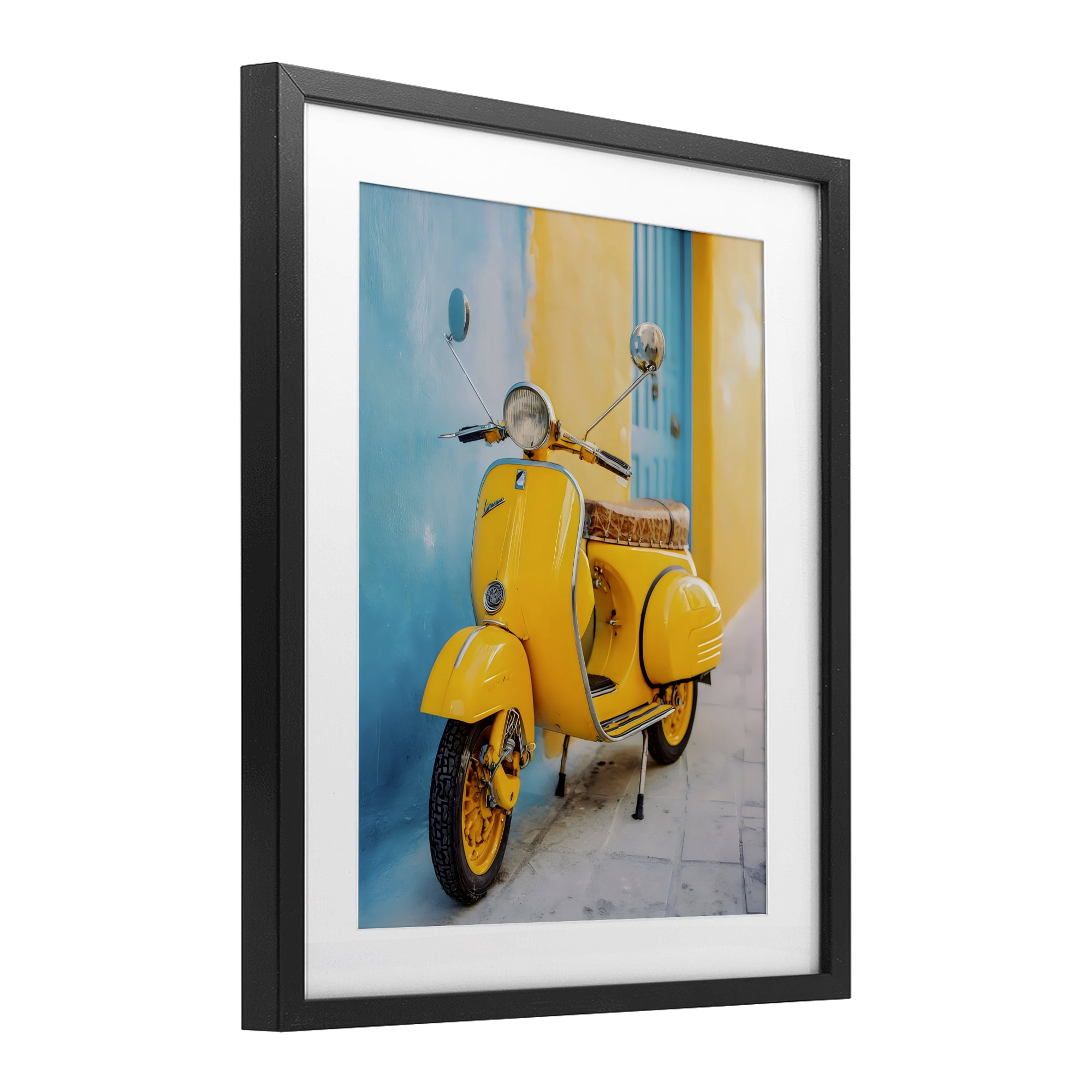 Stupell Industries Sunny Ride Vintage Moped Black Framed Print Under Glass, design by Franklyn Gregory