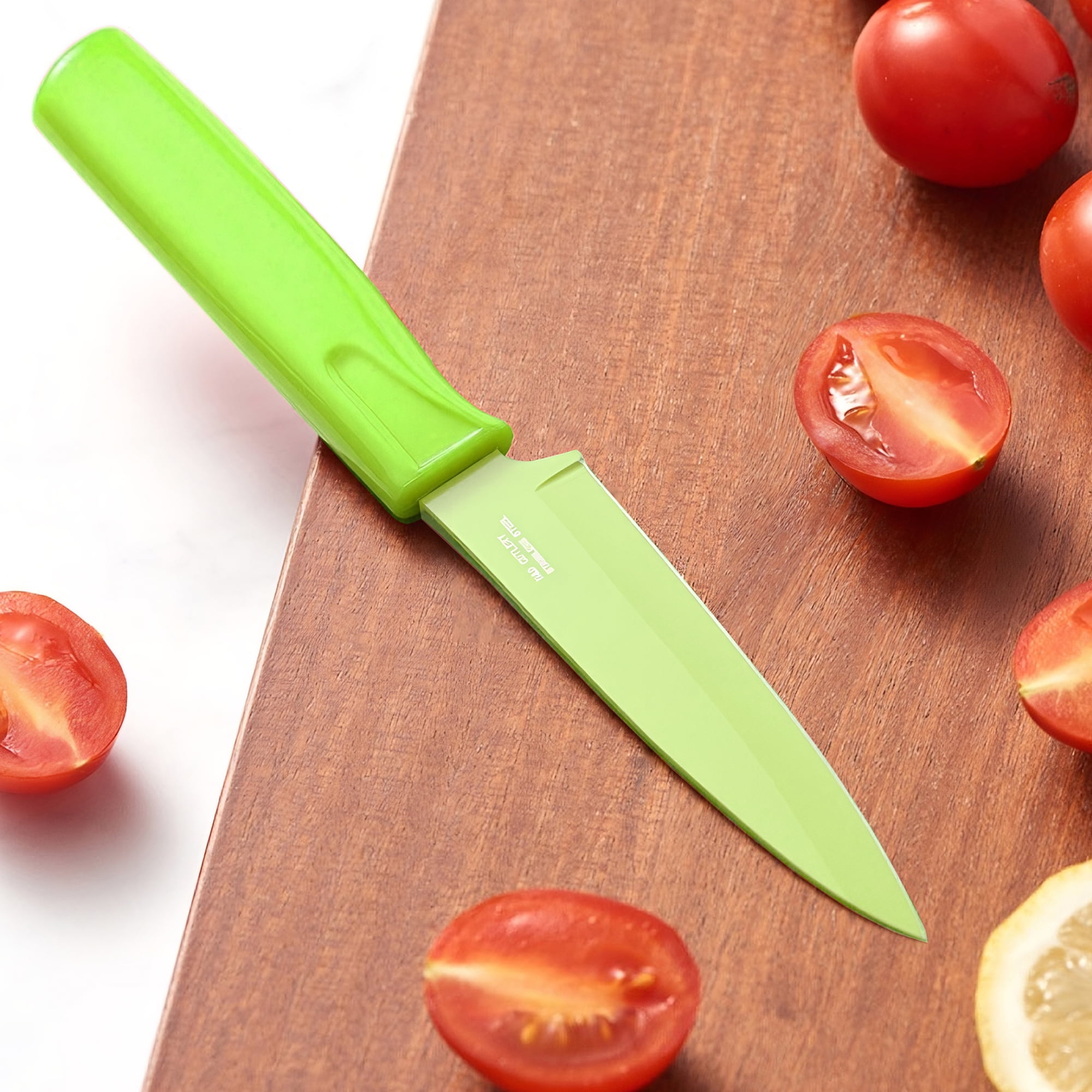 3 Pack Paring Knife with Safety Sheath, Fruit Knife with 4 inch Stainless Steel Blade, Nonstick Silicone Coated Knife for Kitchen, Fruits, and Vegetables (Black & Gray & Green)