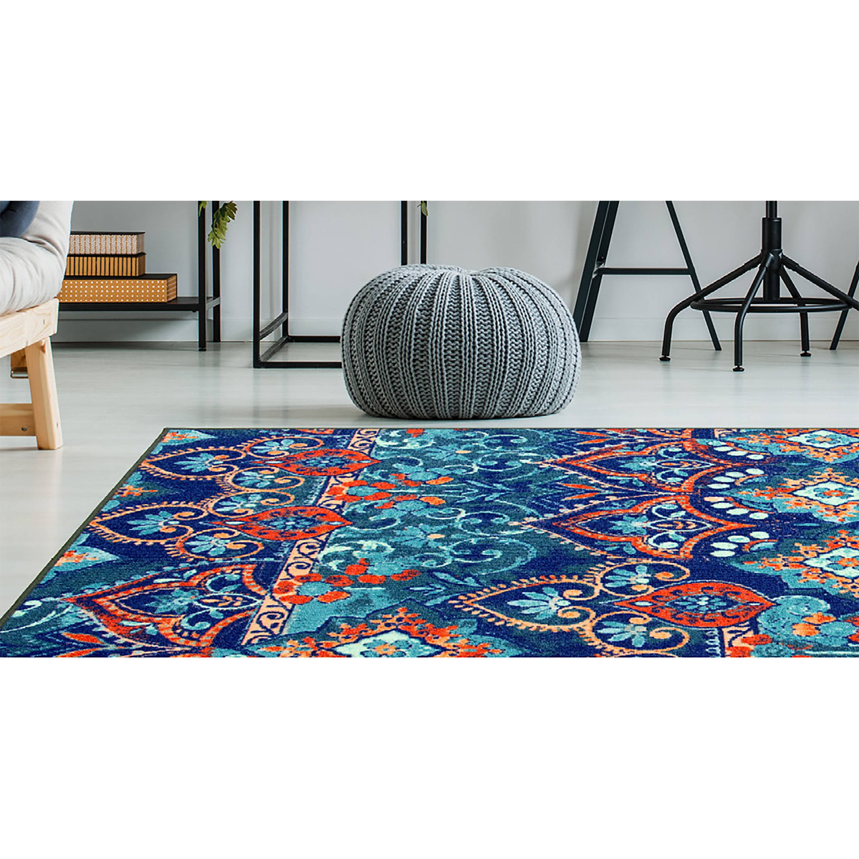Mainstays 57x72 Contemporary Teal Boho Print Area Rug Mat Carpet Decor