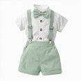 thumbnail image 2 of Toddler Formal Outfit Kid Gentleman Short Sleeve Shirt Bowtie Boy Suspender Shorts Wedding Suit Summer Clothes, 2 of 6