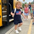 thumbnail image 6 of Loicainy Toddler Baby Boy 4th of July Outfit 6 12 18 24 Months 2T 3T 4T Fashionable Short Sleeve Flag Embroidery Tops with Shorts 2Pcs Summer Independence Day Clothes Set, 6 of 9